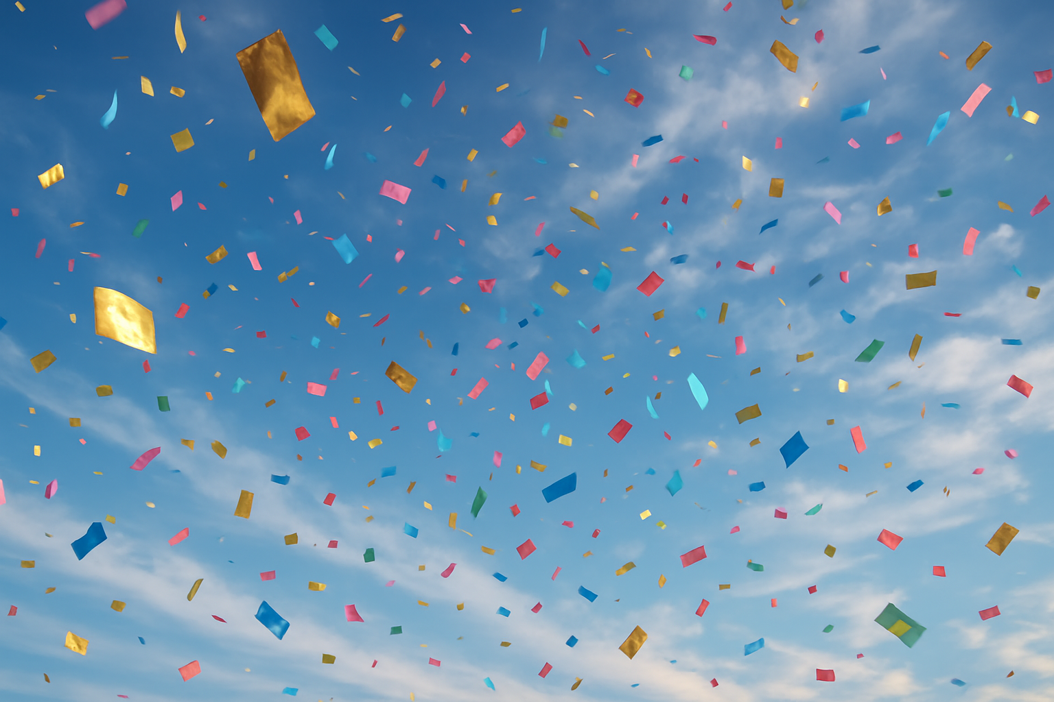 cielo con confetti en 8k que se vea realista.